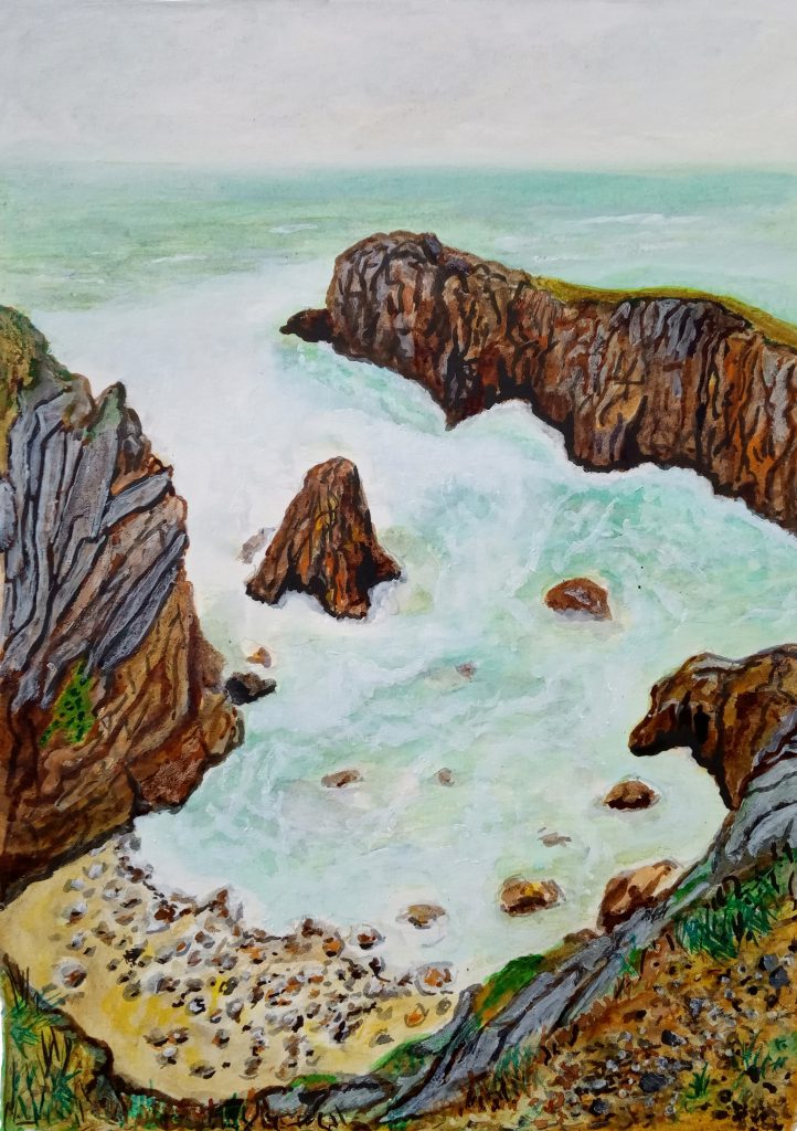 Peinture paysage de côte sauvage au Pouliguen