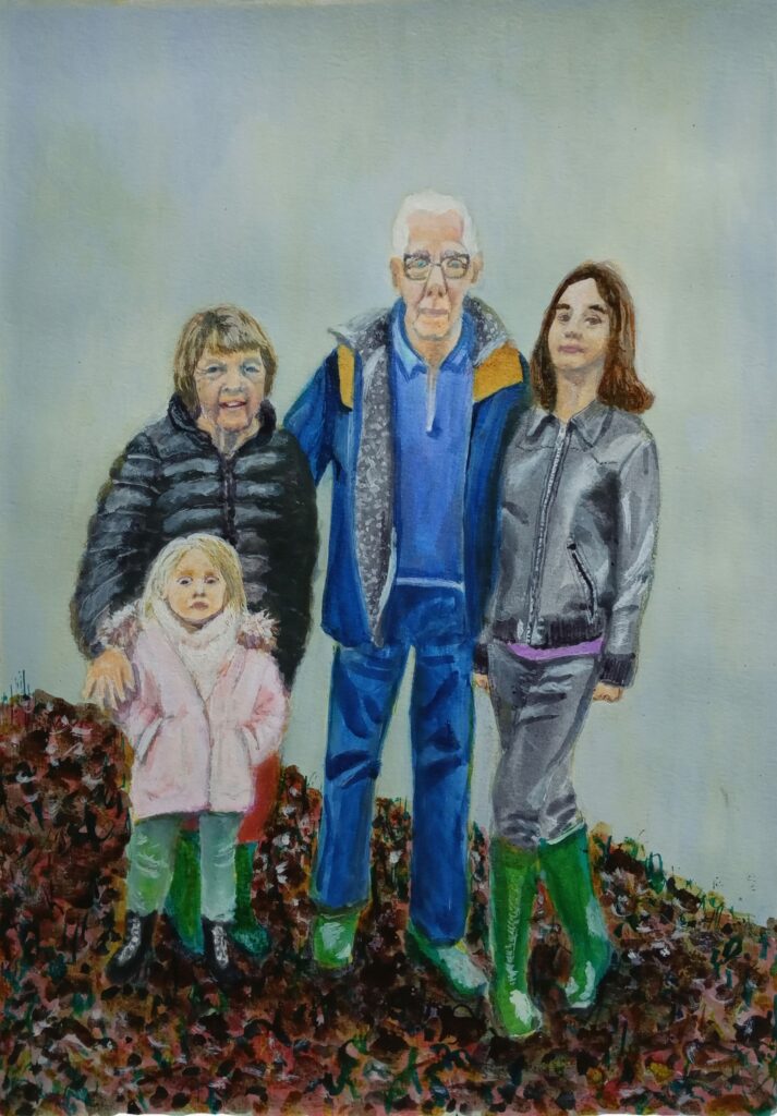 Portrait de famille grands-parents et petites filles