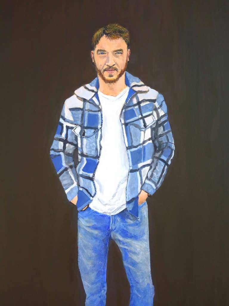Peinture d'un portrait unique jeune homme sur fond neutre en illustration de la galerie des portraits