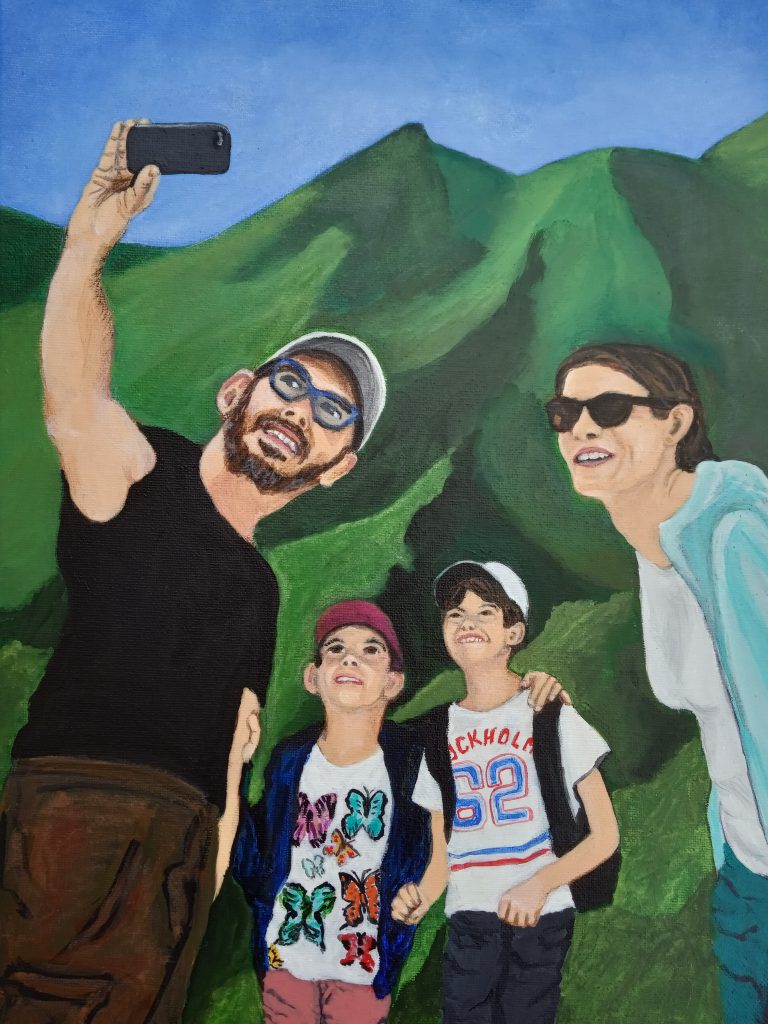 Portrait et selfie familial, en montagne