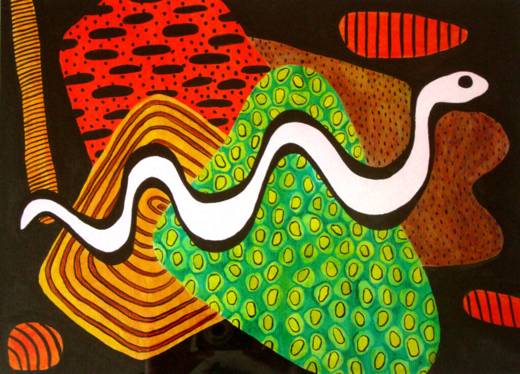 Peinture abstraite d'une représentation serpent