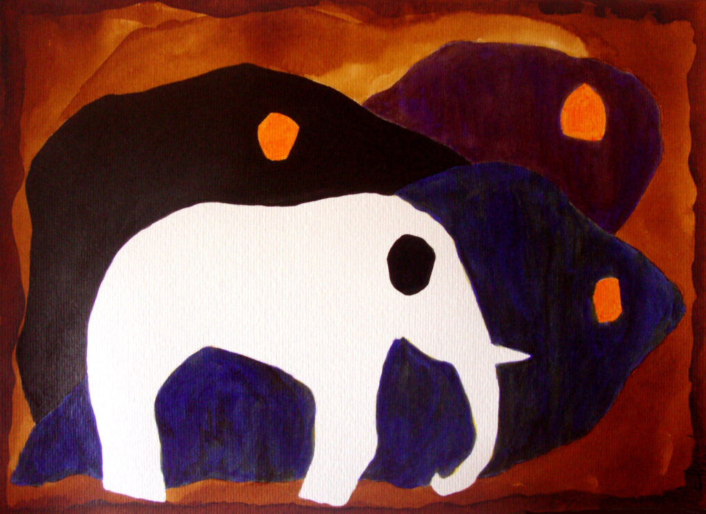 Peinture abstraite avec éléphant