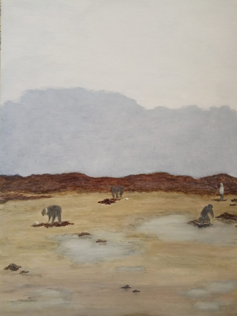 Peinture peyage pêcheurs plage du Nau au Pouliguen