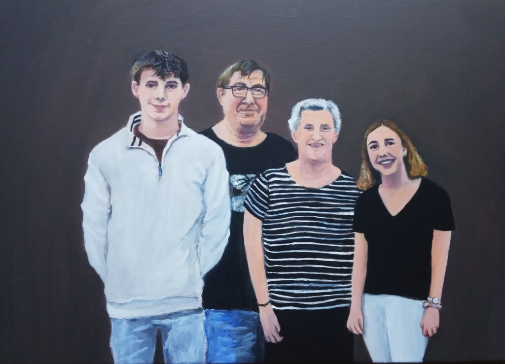 Portrait de famille en peinture sur toile