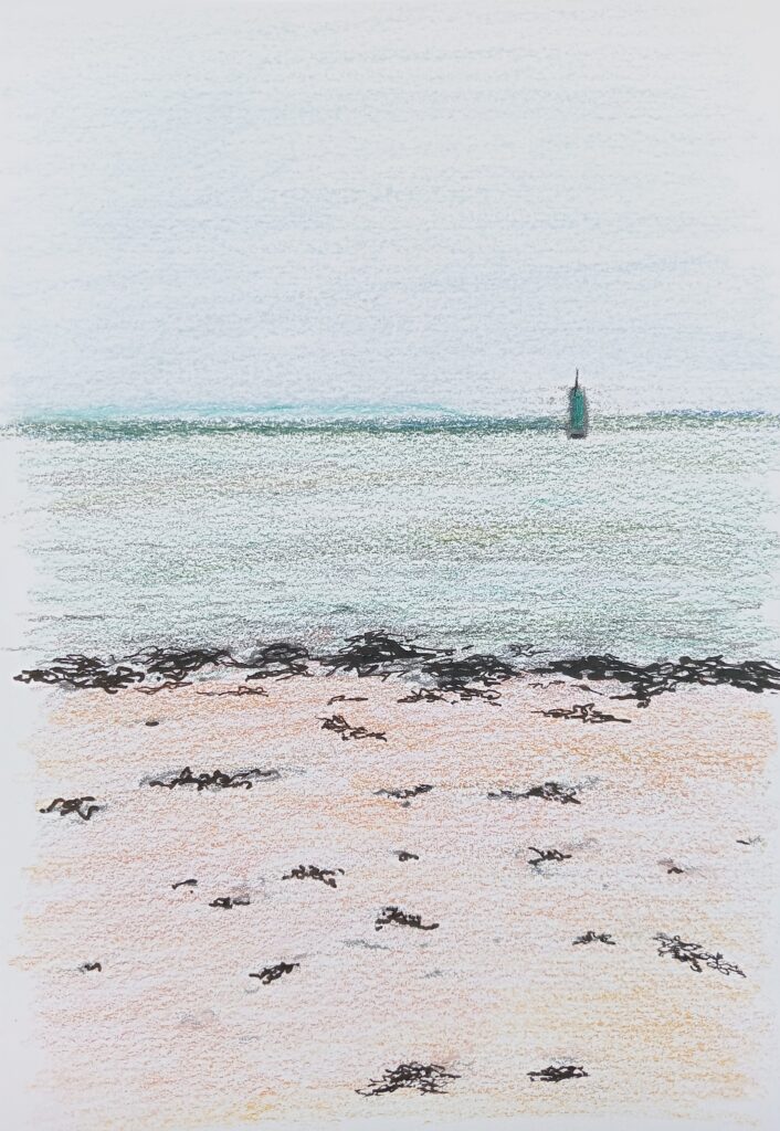 Dessin à la plage du Nau au Pouliguen