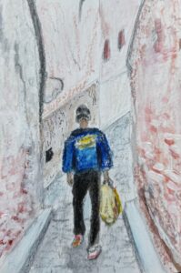 Peinture inspiré des rues de la médina de Fès, Maroc