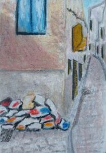 Peinture marouflée sur bois, ambiances marocaine