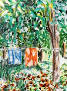 Peinture marouflée sur bois, campagne